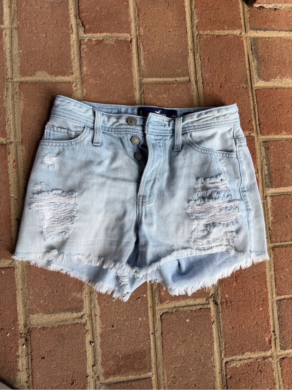 Hollister Light Wash Distressed Denim Shorts